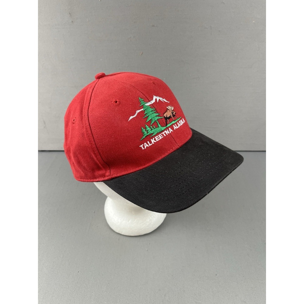 Talkeetna Alaska Hat Cap Strap Red Black Drift Creek Outdoors Moose Men NWOT - Picture 3 of 13